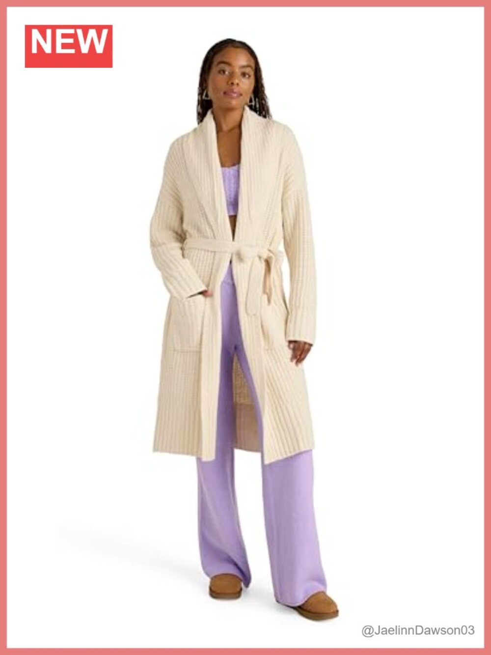 Belted Maxi Cardigan Cotton Blend Women's Long Sleeve Sweater with Pockets
